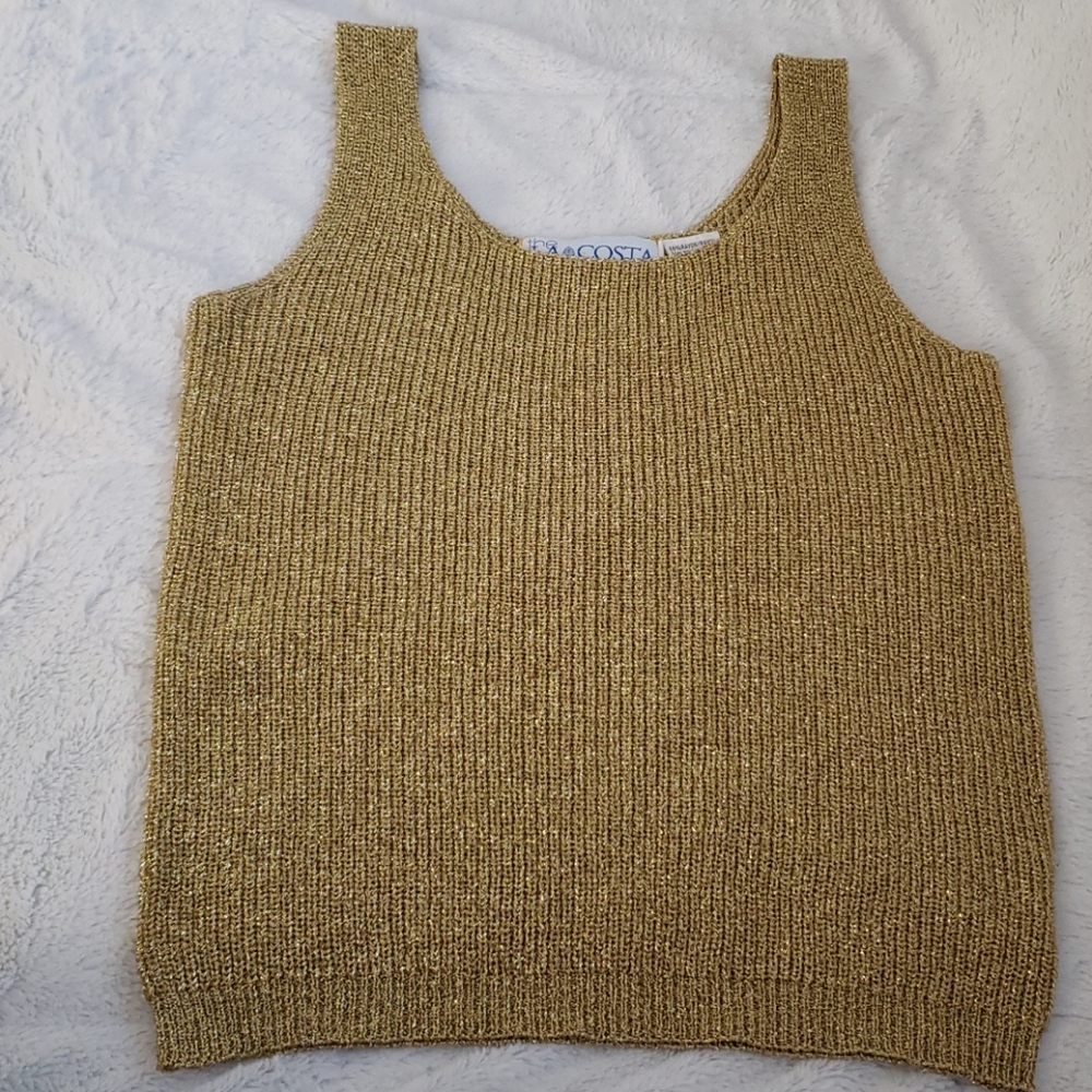 Vintage Sparkling Gold Knit Shell Top